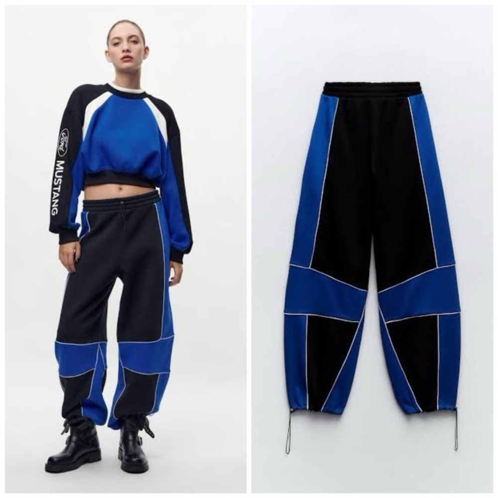 BRAND NEW - Zara Ford Mustang Joggers - Blue/Black -Medium